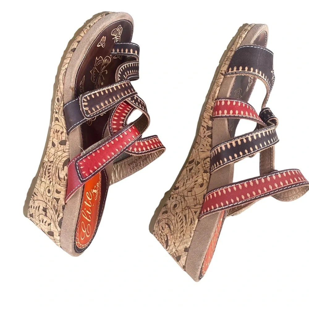 Elite by Corkys | Chocolate Elite Roatan Leather Wedge Sandal Size 8